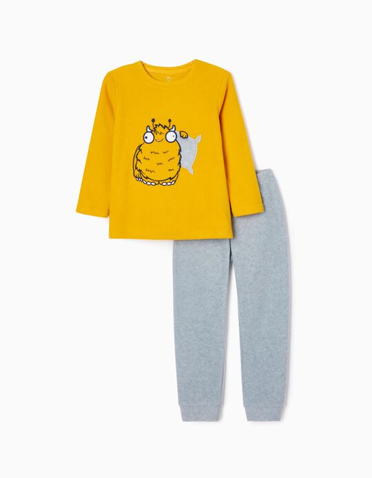 Pijama Polar para Menino 'Monstro das Almofadas', Amarelo/Cinza
