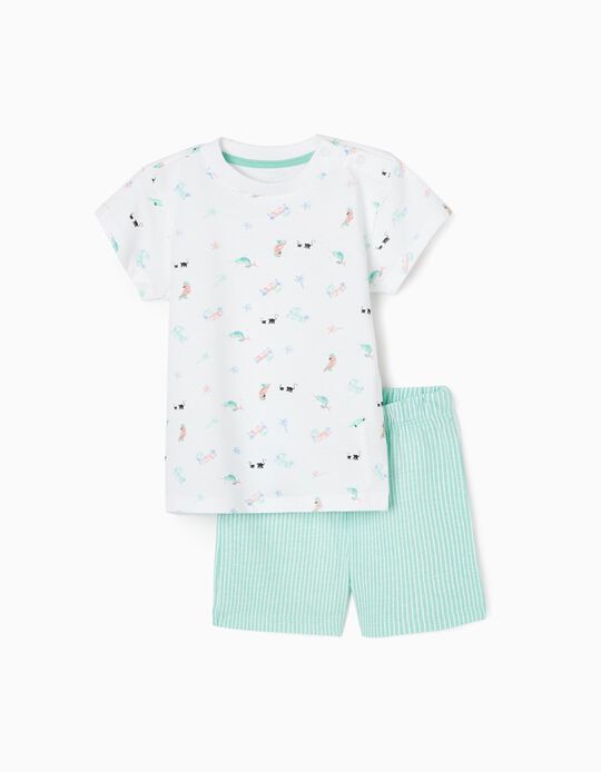 Pyjamas for Baby Boys 'Tropical', Aqua Green/White