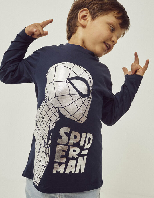 T-shirt à Manches Longues Garçon 'Spider-Man', Bleu Foncé