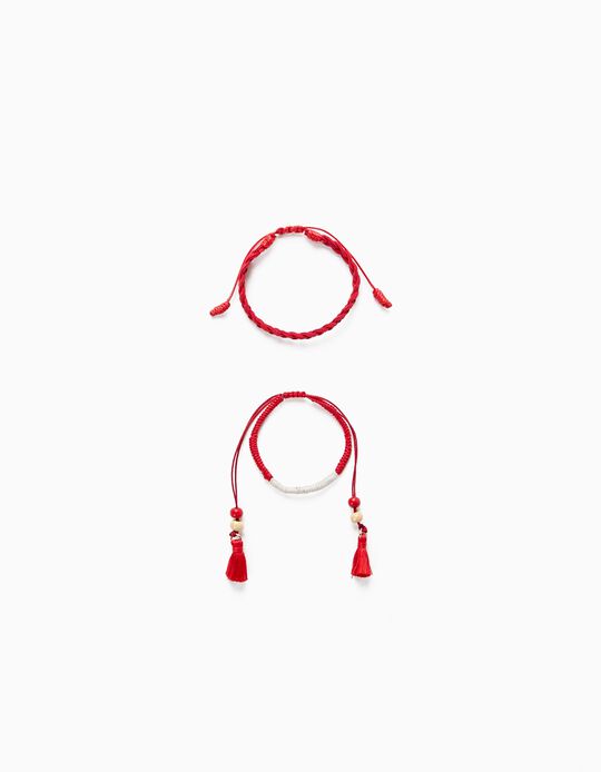 2 Bracelets for Girls, Red