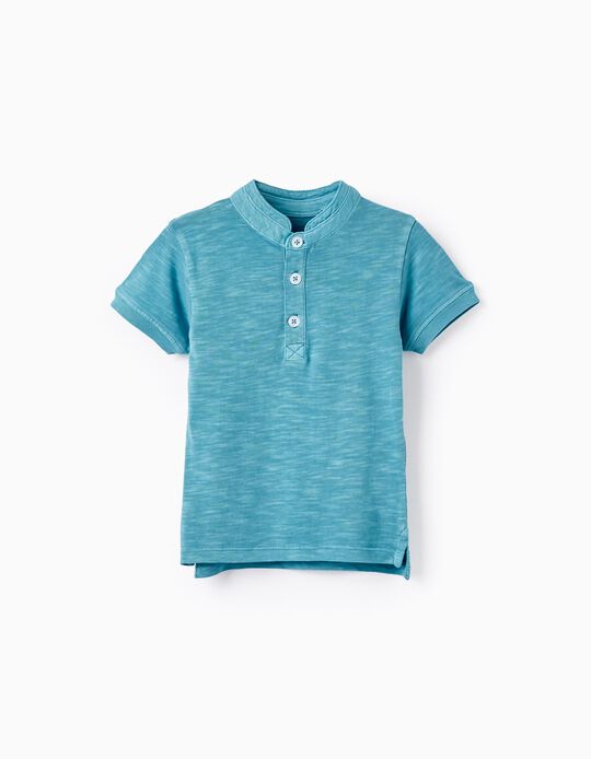 T-Shirt-Polo en Coton pour Bébé Garçon, Bleu