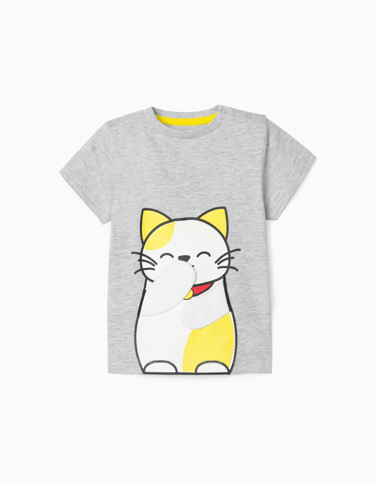 T-Shirt for Baby Boys 'Meow II', Grey
