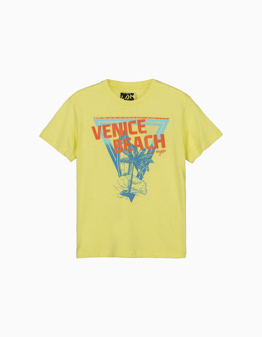 Comprar Online T-shirt de Algodão para Menino 'Venice Beach', Amarelo