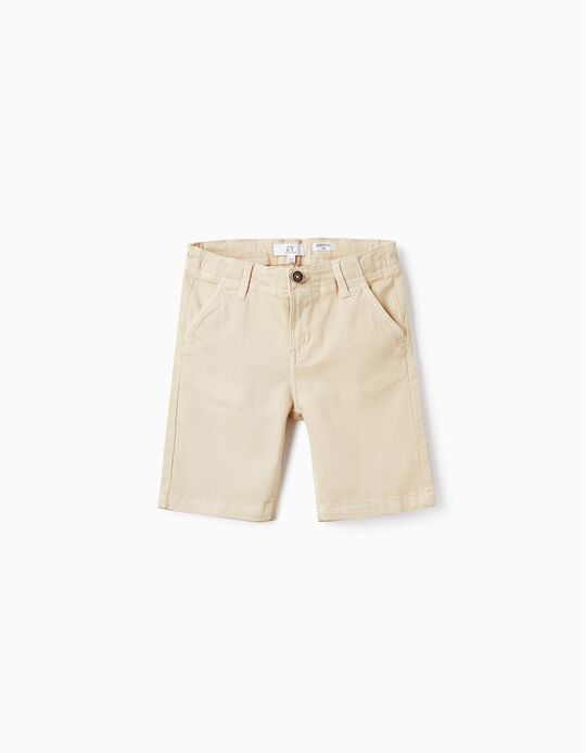 Cotton Twill Midi Shorts for Boys 'B&S', Beige