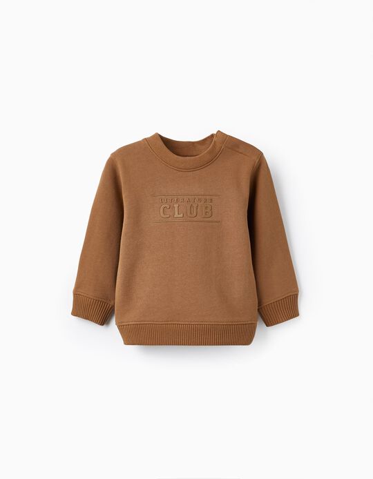 Cotton Sweatshirt for Baby Boys 'Literature Club', Camel