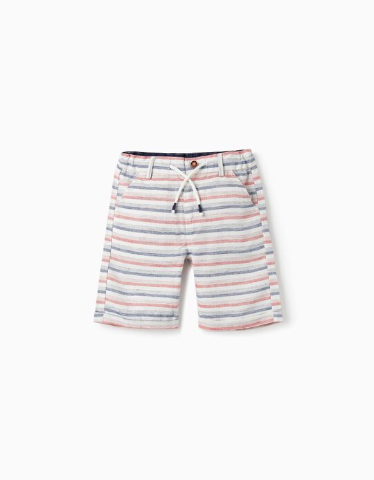 Striped Shorts for Boys, White/Red/Blue