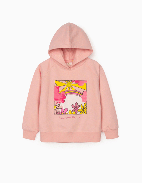 Hooded Sweatshirt for Girls 'Sun', Pink