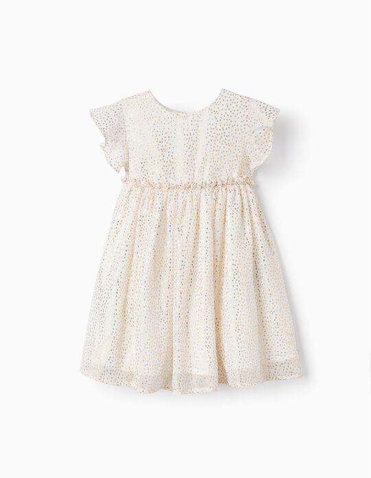 Vestido de Cerimónia para Bebé Menina, Branco/Dourado