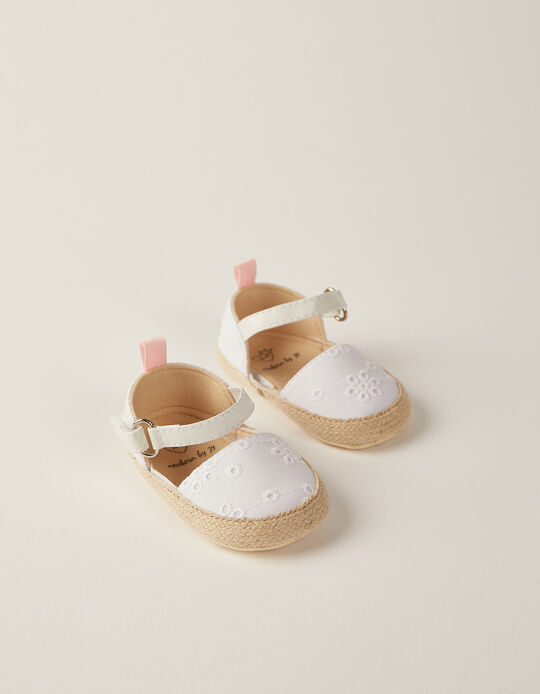 Fabric Sandals for Newborn Baby Girls, White