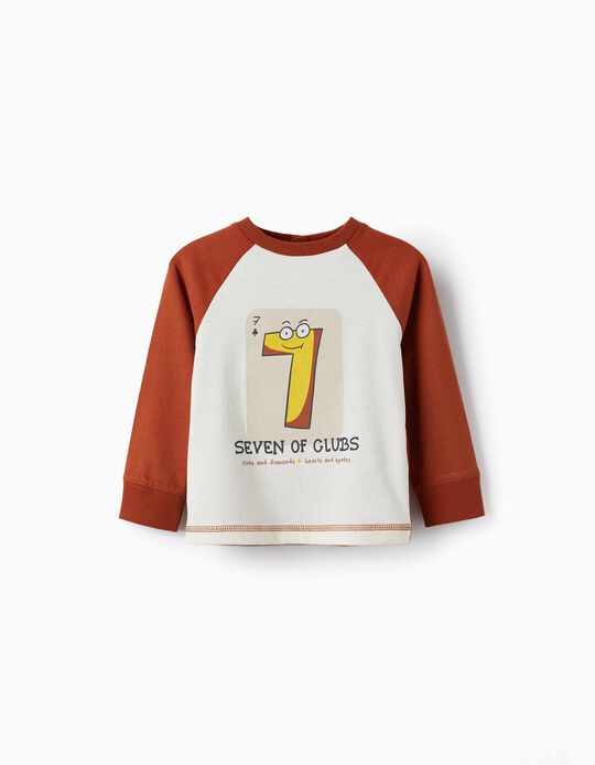 Comprar Online T-Shirt em Algodão para Bebé Menino, Branco/Castanho
