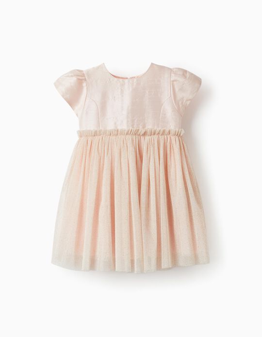 Comprar Online Vestido com Saia em Tule e Purpurinas Douradas para Bebé Menina, Rosa