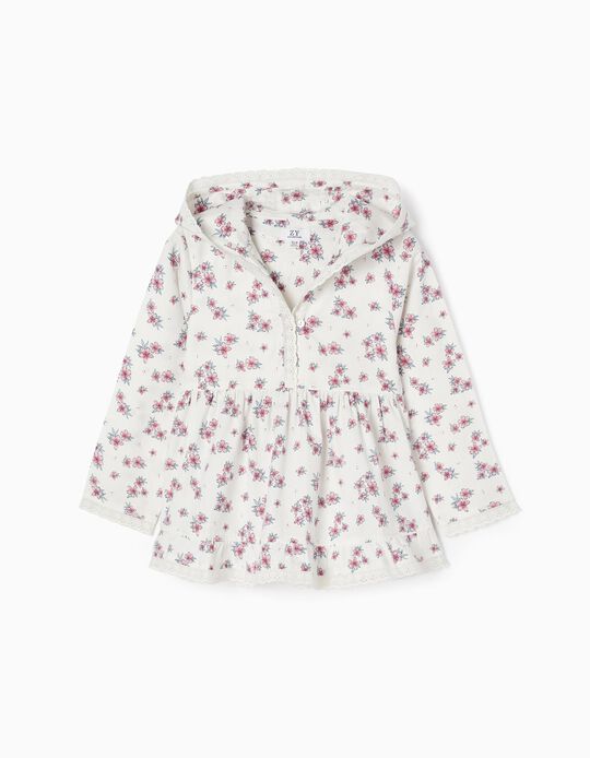 Floral Sweat with English Embroidery for Girls, White
