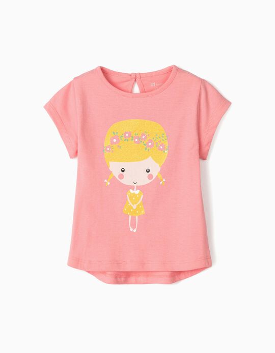 T-Shirt para Bebé Menina ‘Flower Girl’, Rosa