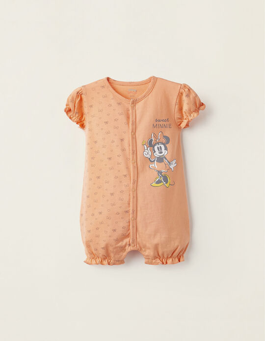 Pijama Romper em Algodão para Bebé Menina 'Sweet Minnie', Laranja
