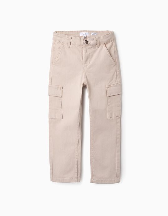 Buy Online Twill Cargo Trousers for Boys 'Straight', Beige