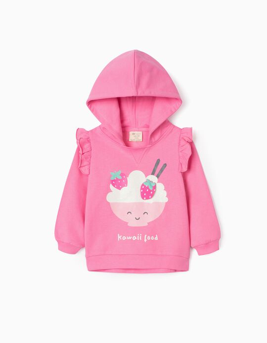 Hooded Sweatshirt for Baby Girls 'Kawaii Food', Pink