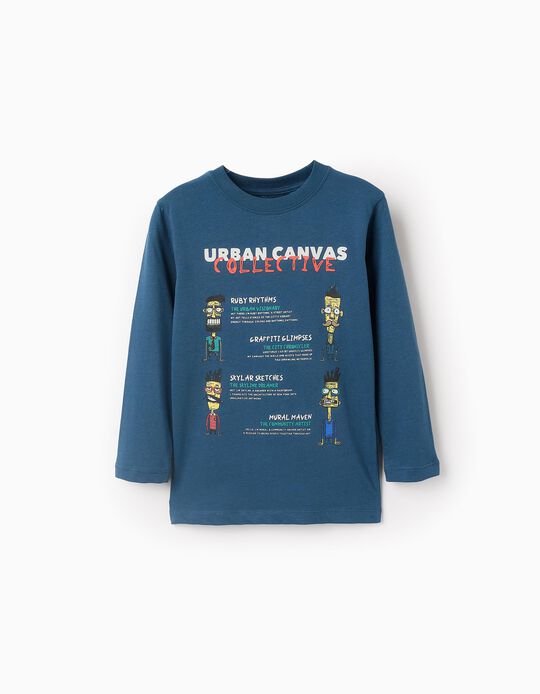 Comprar Online T-shirt de Manga Comprida para Menino 'Urban Canvas', Turquesa