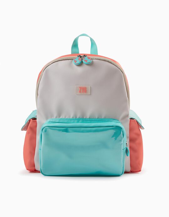 Backpack for Girls 'Earth', Coral/Beige/Blue
