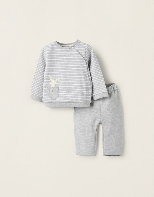 Jacket + Trousers for Newborn Girls 'Rabbit', Grey