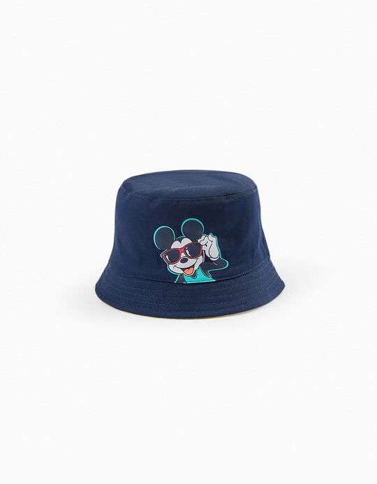 Reversible Hat for Baby Boys 'Mickey', Yellow/Dark Blue