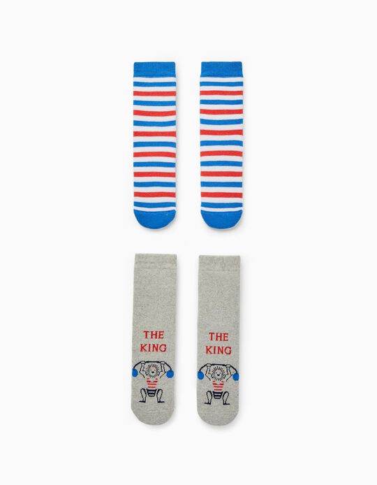 2-Pack Non-Slip Socks for Boys 'Lion', Multicoloured