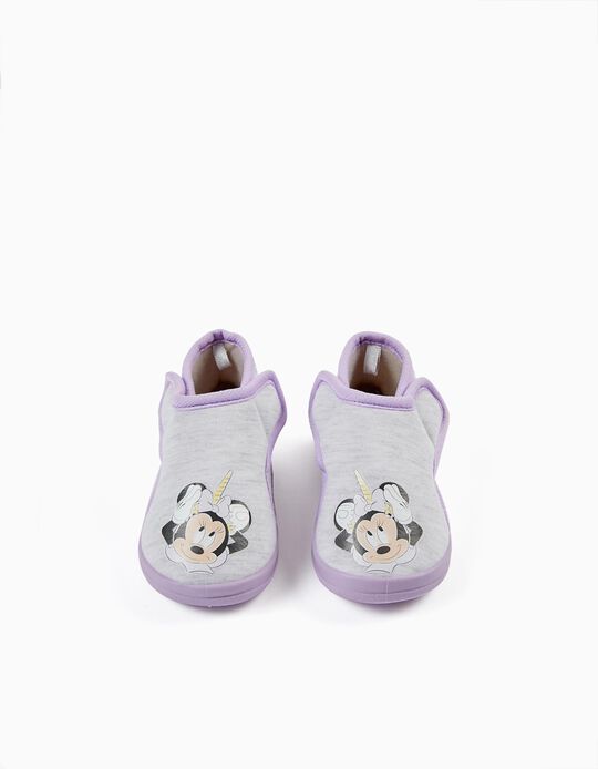 Zapatillas de Casa para Bebé Niña 'Minnie Unicornio', Gris/Lila