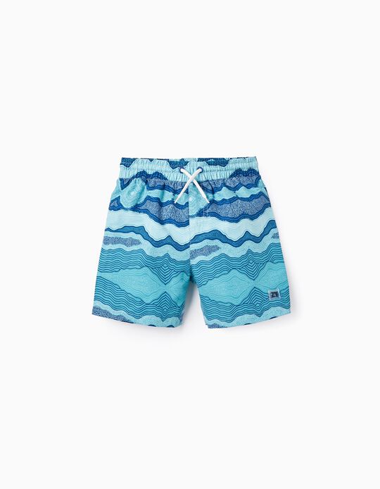Swim Shorts for Boys, Blue/Sea Green