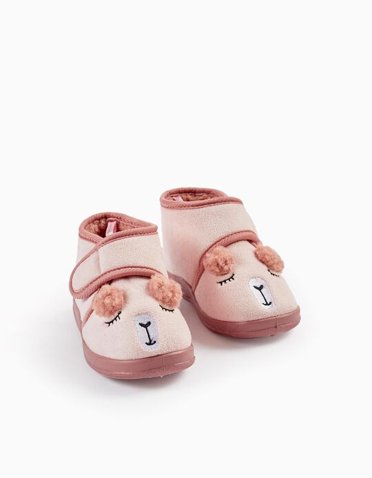 Slippers with Ears for Baby Girl 'Alpaca', Pink