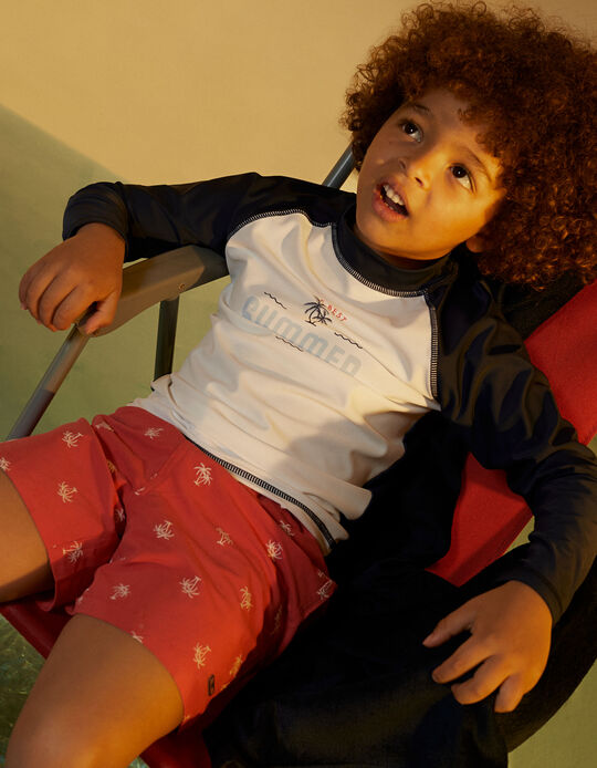 Comprar Online T-shirt de Banho UPF80 para Menino 'Summer', Azul/Branco