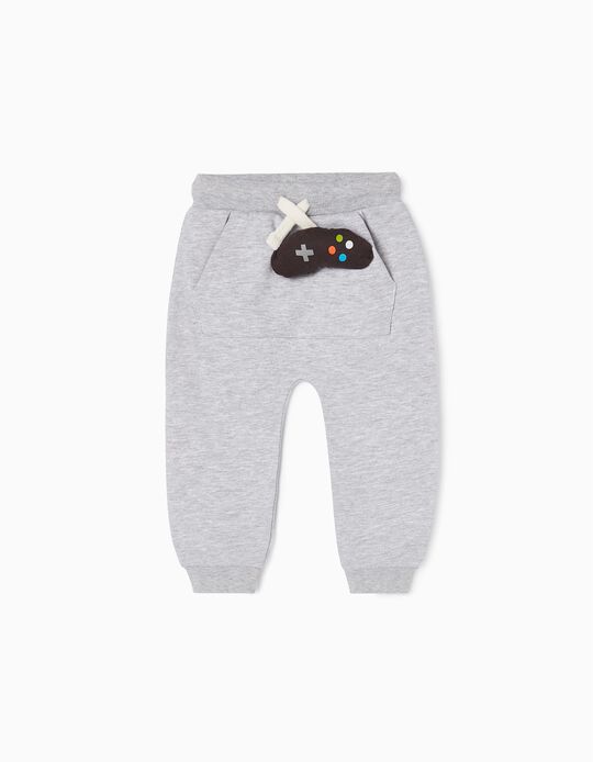 Brushed Joggers for Baby Girls 'Gaming', Grey