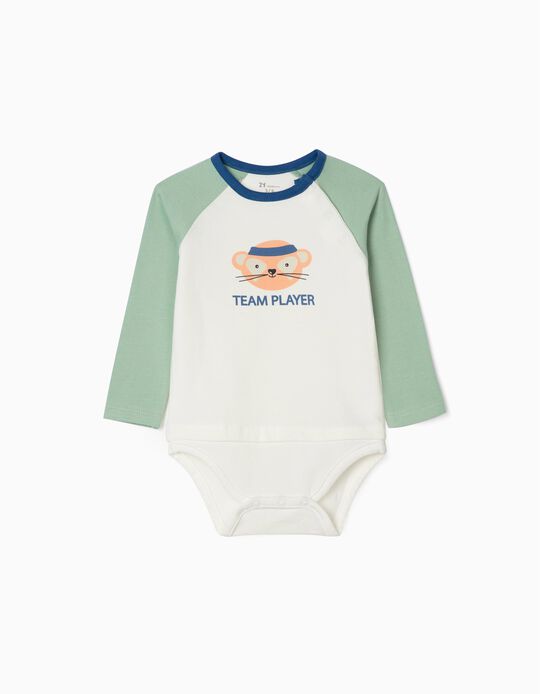 Body-Sweatshirt for Newborn Baby Boys, Green/White