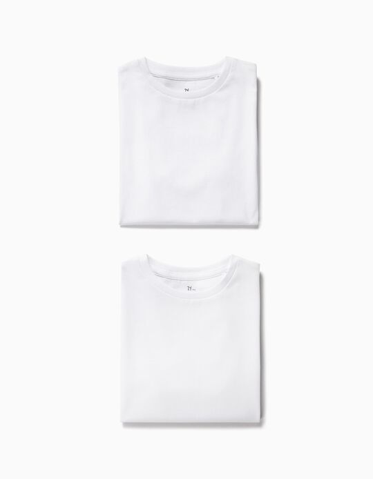 2 T-Shirts Lisas Menino, Branco