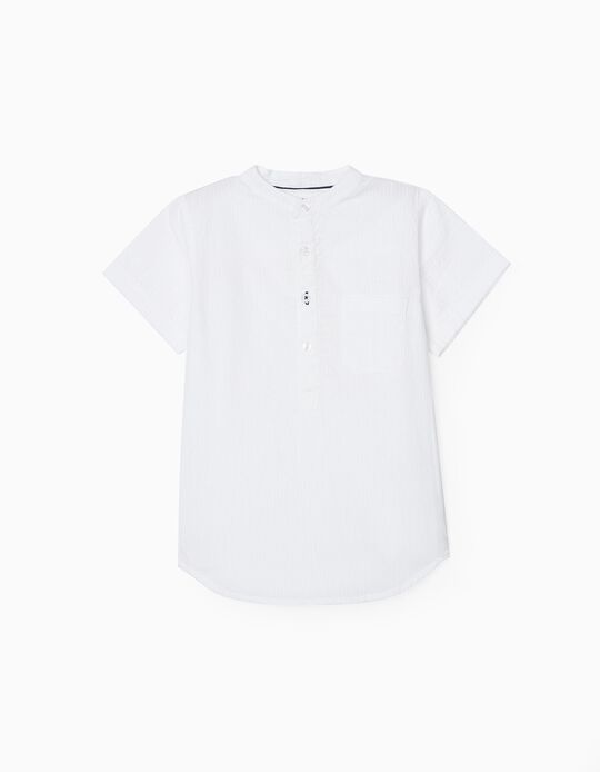 Camisa com Textura para Menino, Branco