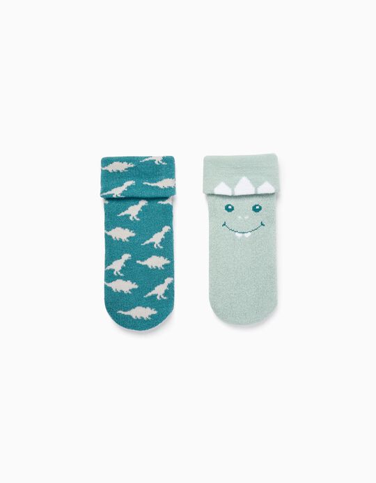 2-Pack Non-Slip Socks for Baby Boys 'Dinosaurs', Green
