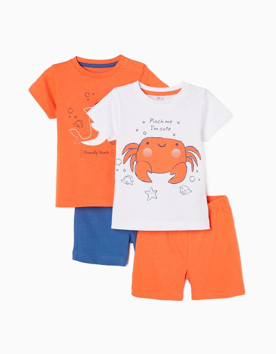 Pack 2 Pijamas de Algodón para Bebé Niño 'Cangrejo y Tiburón', Multicolor