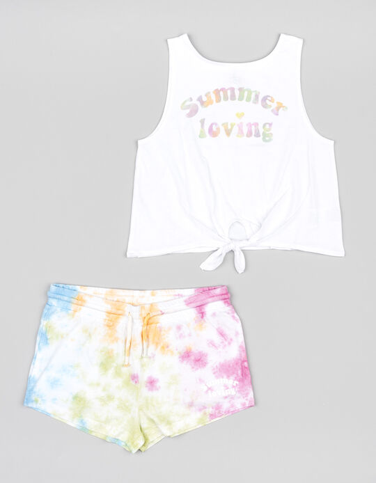Comprar Online Top + Calções Tie-Dye para Menina 'Summer Loving', Branco/Multicolor
