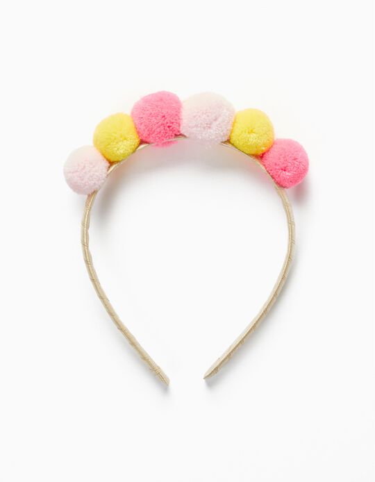 Alice Band with Pom-Poms for Babies and Girls, Golden