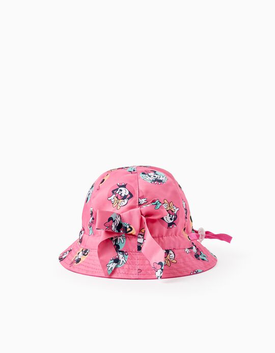 Hat with Bow and Tie to Fasten for Baby Girls 'Minnie', Pink