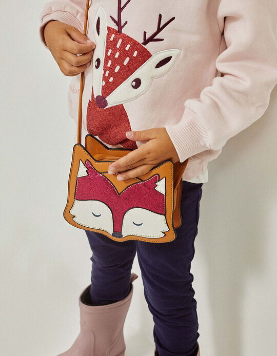 Crossbody Bag for Girls 'Fox', Camel/Pink