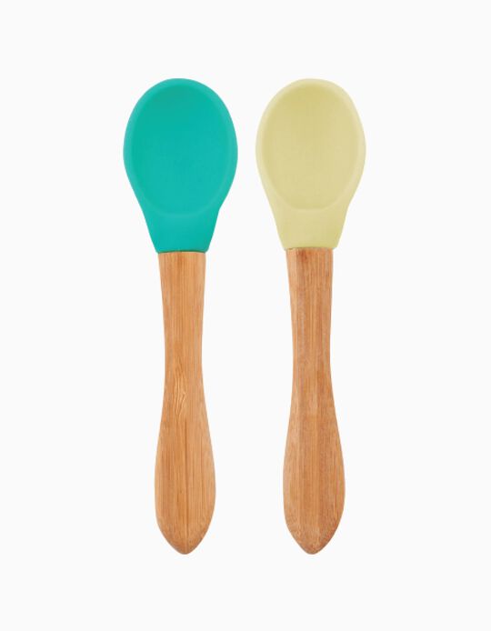Pack of 2 Spoons by Minikoioi, Green & Yellow