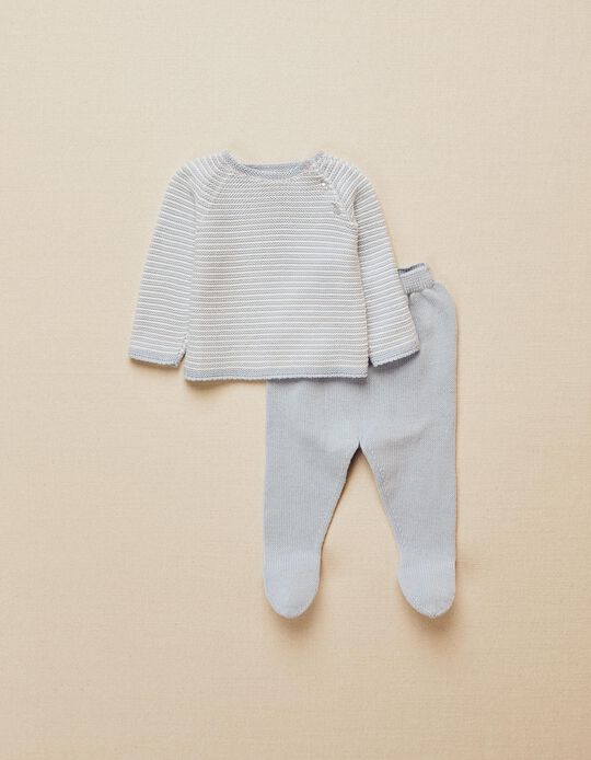 Knit Seamless Set for Newborn Babies, Blue