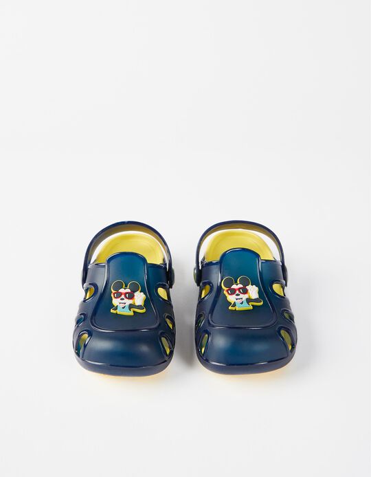 Sandalias Clogs para Bebé Niño 'Mickey Delicious', Azul Oscuro/Amarillo