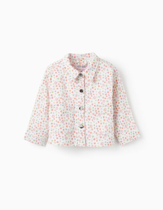 Twill Jacket with Floral Pattern for Baby Girls, Multicolour