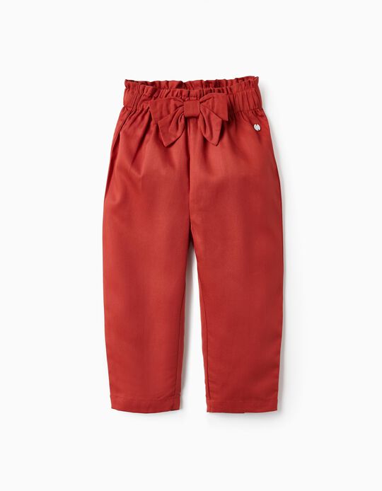 Trousers in Lyocell for Baby Girls, Dark Red