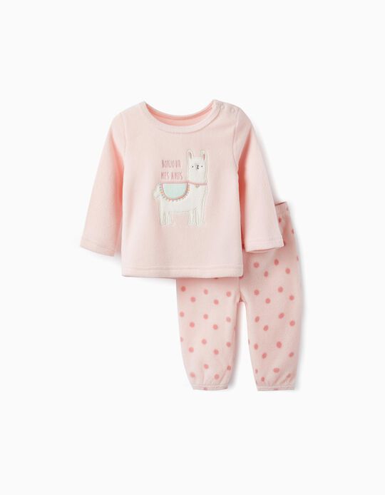 Polar Pyjama for Baby Girls 'Llamas', Pink