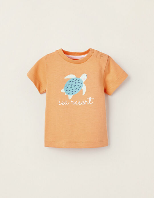 Camiseta de Manga Corta para Recién Nacido 'Sea Resort', Naranja