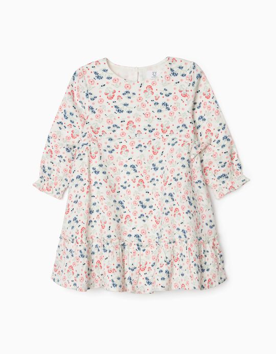 Floral Dress for Baby Girls, White