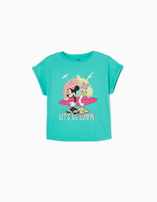T-Shirt para Menina 'Minnie & Daisy', Verde Água