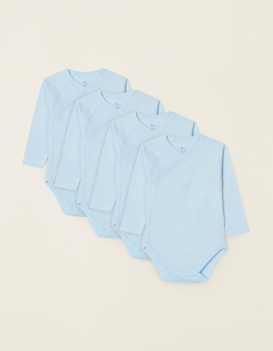 4 Crossover Bodysuits for Baby Boys, Blue