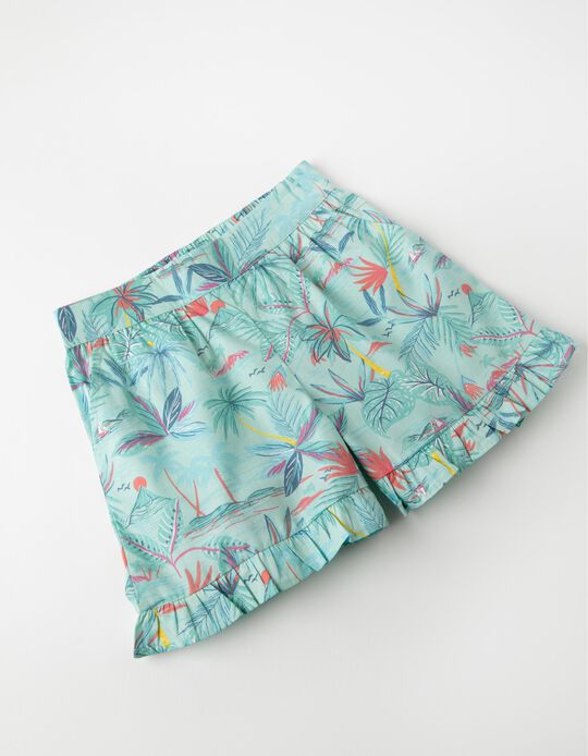 Shorts for Girls 'Tropical', Aqua Green